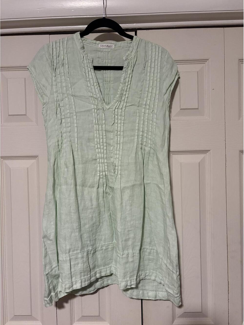 Free People x CP Shades Regina Linen Tunic Dress Mint Green Coastal Boho - Picture 2 of 8